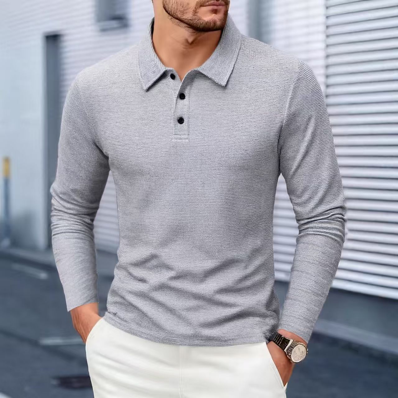 Chemise Polo casual homme à manches longues
