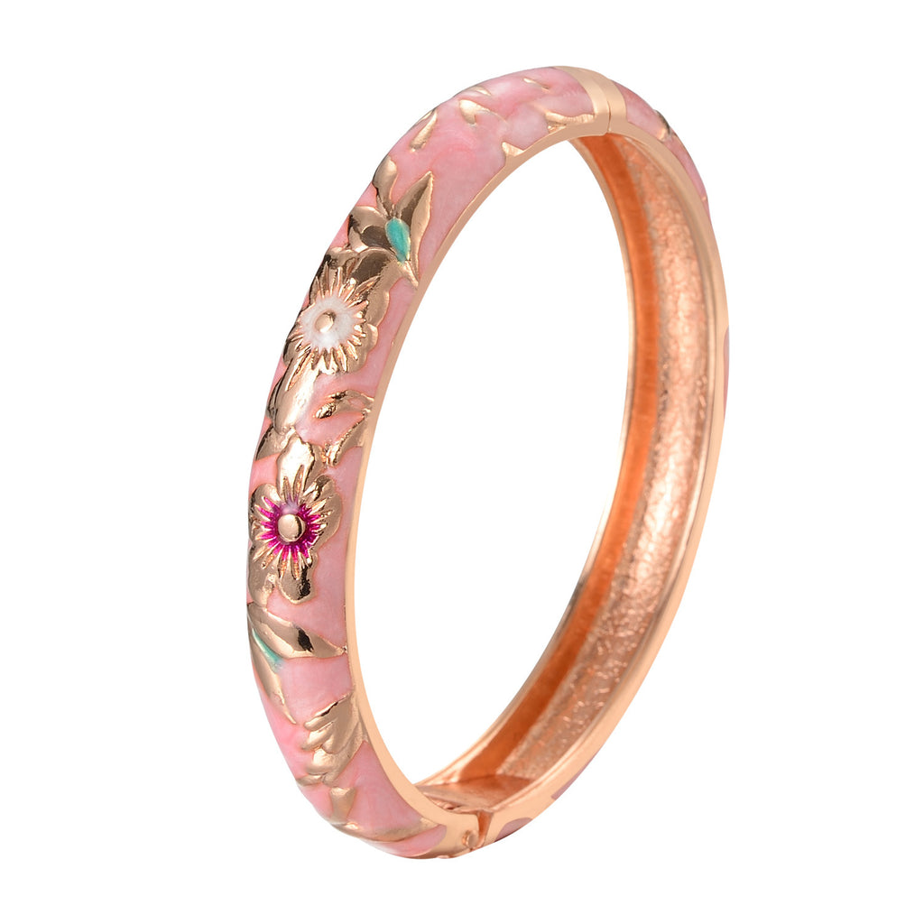 Dai Li Cloisonne Bracelet Vintage Palais Style Émail Drop Huile Bracelet Fleur Série Ouvert