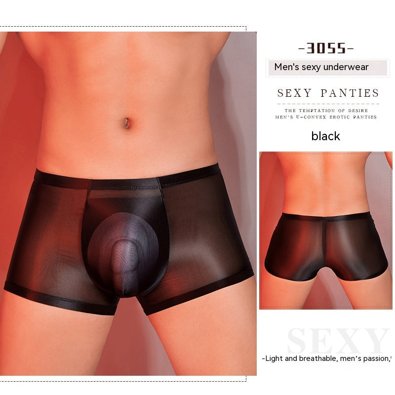 Huile Glossy U Convex Ultra-mince transparent homme confortable stretch Short
