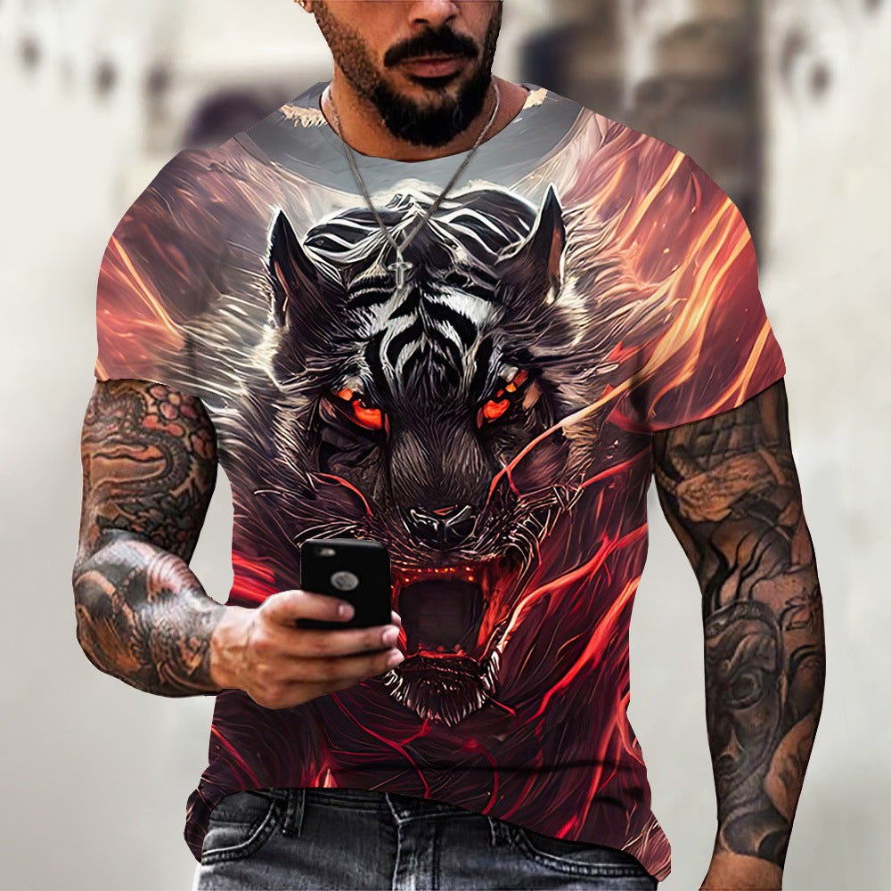 T-shirt homme imprimé d'été en 3D animal beast Lion