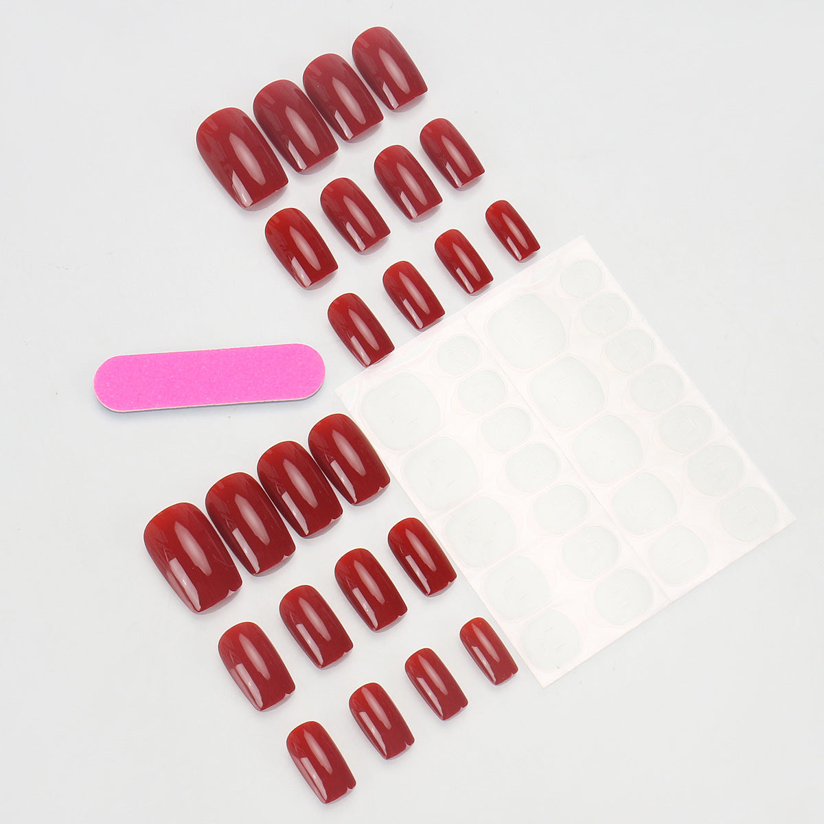 Détachable Classic Solid-color Wine-rouge Square Nail Art