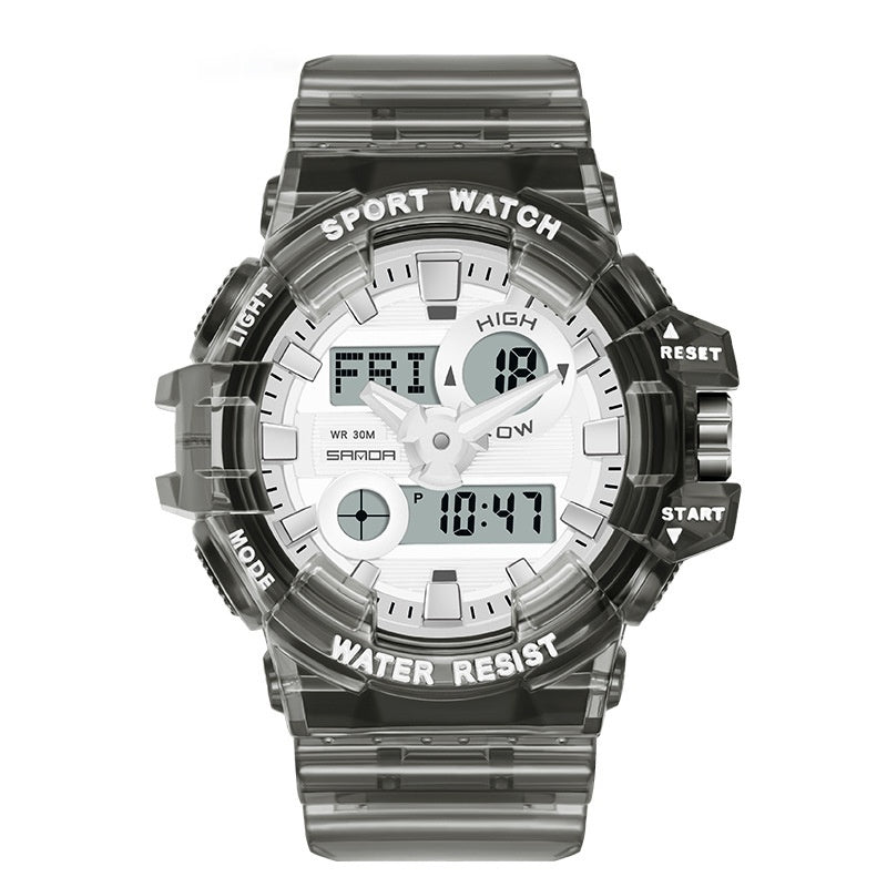 Trendy Sports Montre électronique Mode Double affichage Grand Cadran Lumineux Imperméable Unise