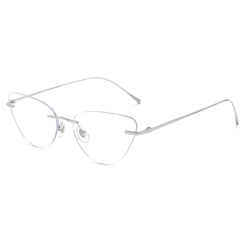Verres à oeil de chat en titane pur pour femmes Ultra-léger Confortable et Bleu-léger Blo