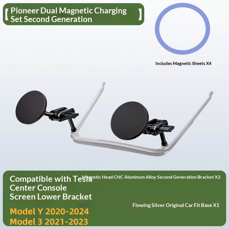 Support de téléphone central avec charge rapide sans fil magnétique et stable