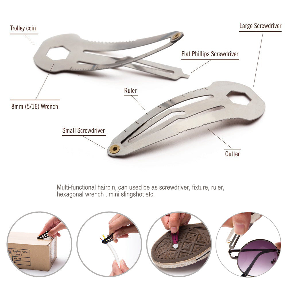Acier inoxydable Couleur solide multifonctionnel EDC Barrettes