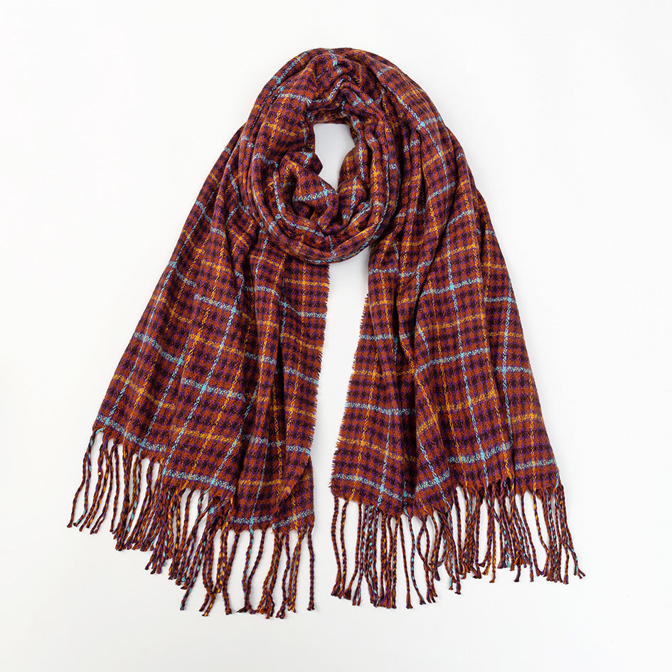 Écharpe de cashmere de Plaid Tassel pour hommes et femmes