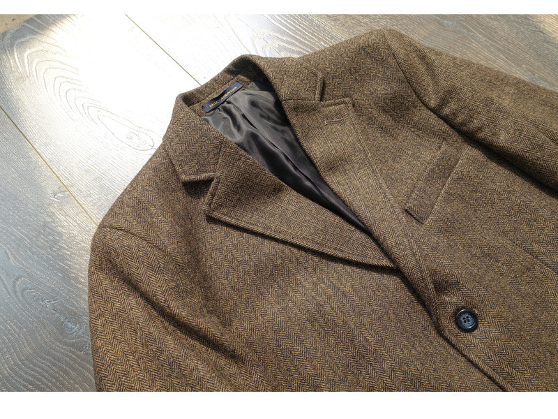 Style américain Vintage Herringbone Tweed lourd poids veste de travail en laine