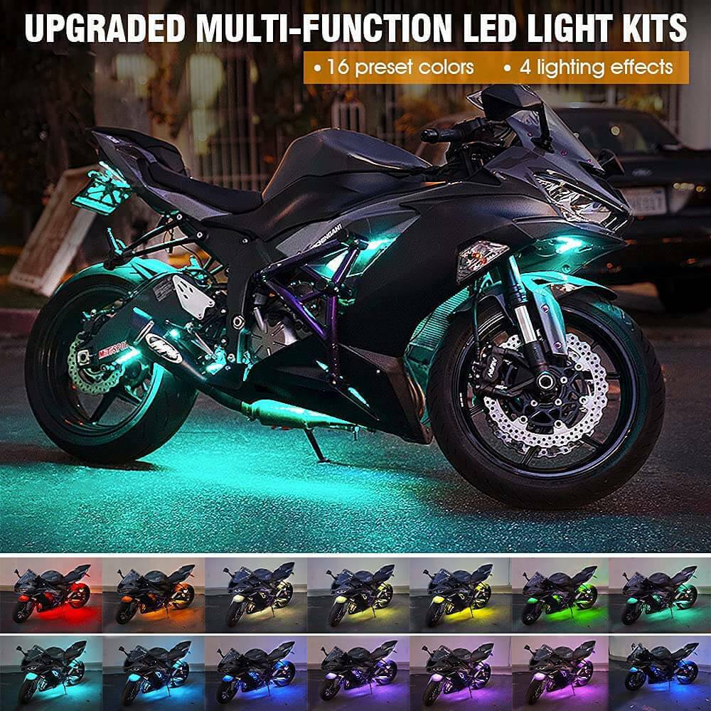 12X RGB Kit de lumière LED de moto sous la bande de corps Glow pour Harley-Davidson