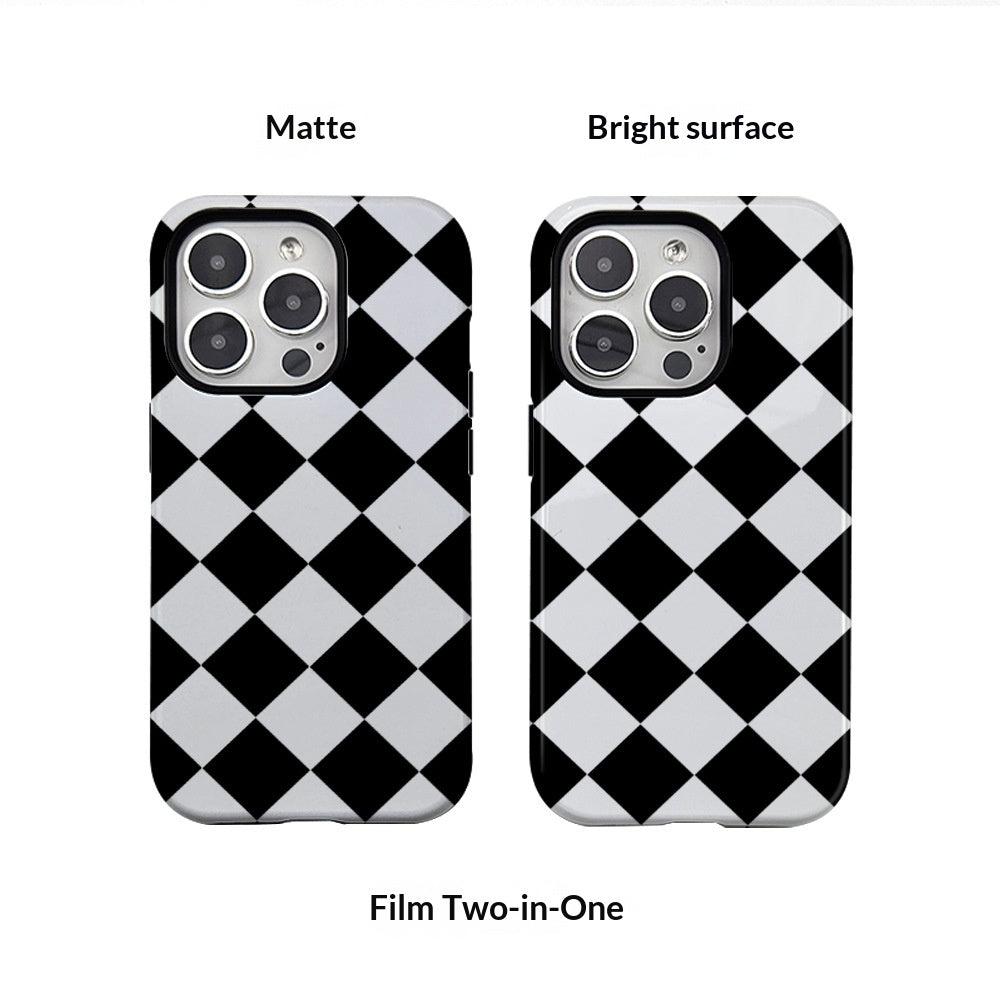 Cas de diamant minimaliste noir et blanc avec découpes de précision