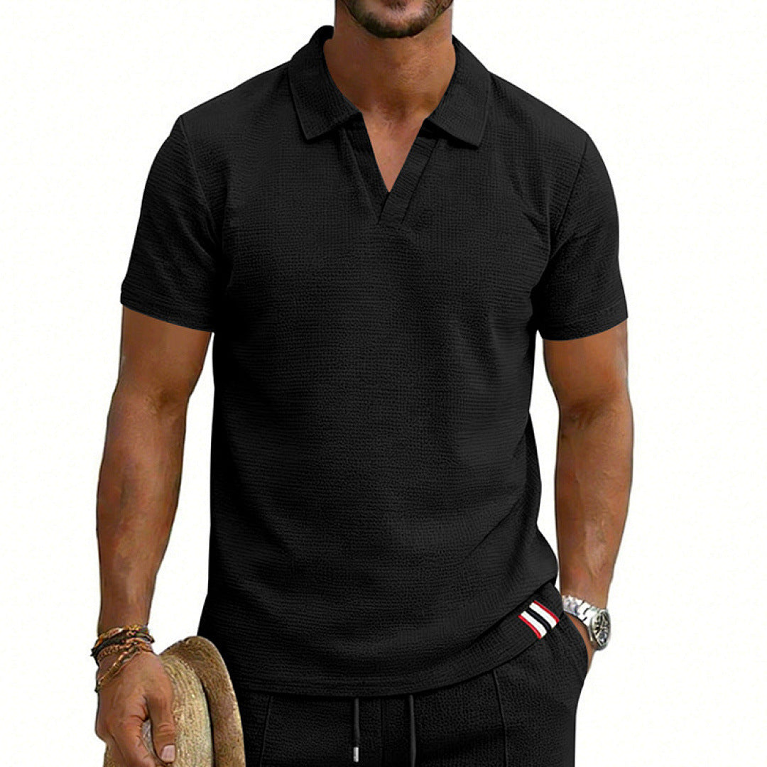 Chemise à manches courtes respirante à mailles courtes pour homme simple et souple