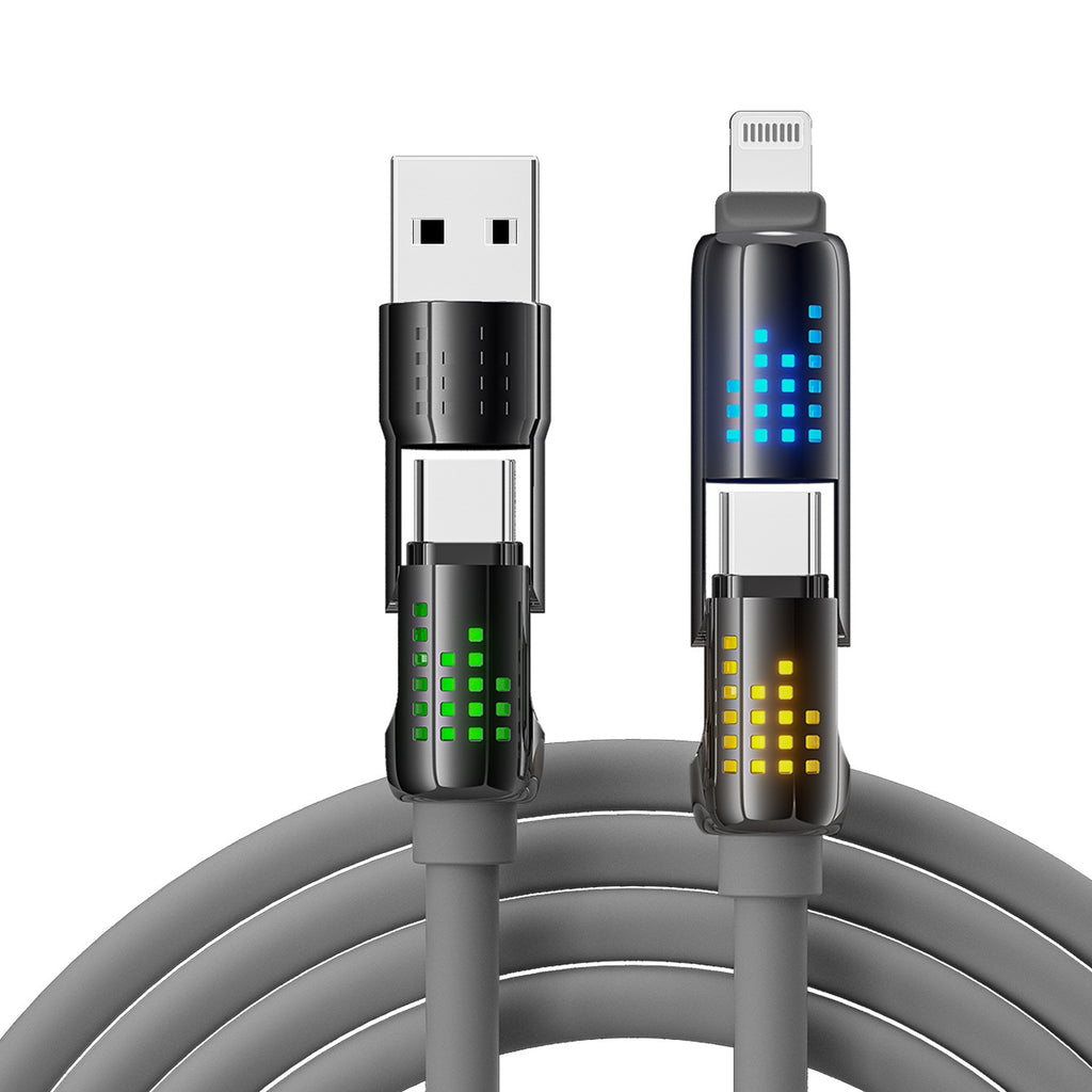 12m Longueur Super Soft Liquid Quatre en un pour Android Câble de données à charge rapide
