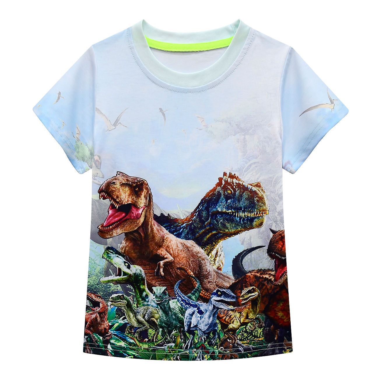Enfants et adolescents Dinosaure World Cartoon Boy T-shirt manches courtes