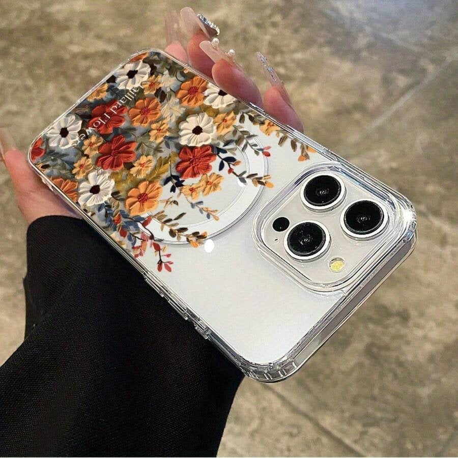 Étui de téléphone magnétique transparent et compatible avec les pommes