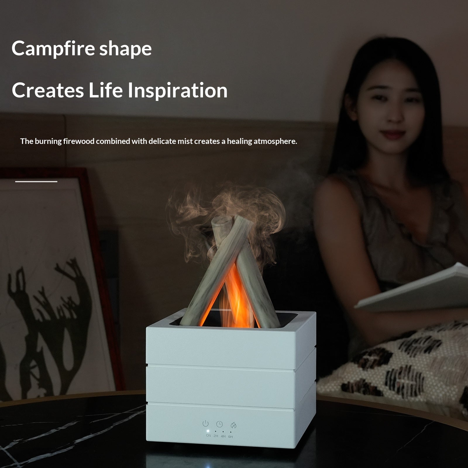 Diffuseur d'aromathérapie à feu de camp pour usage domestique Effet de flamme coloré