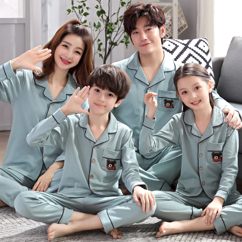 Coton Parent-enfant Pyjama Printemps et Automne Longue Manche Style mince