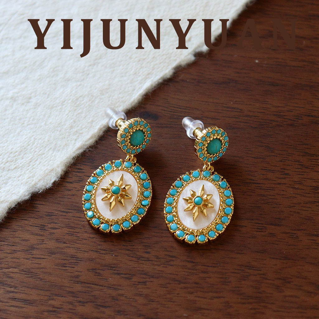 Boucles d'oreilles Star Turquoise rétro de style court