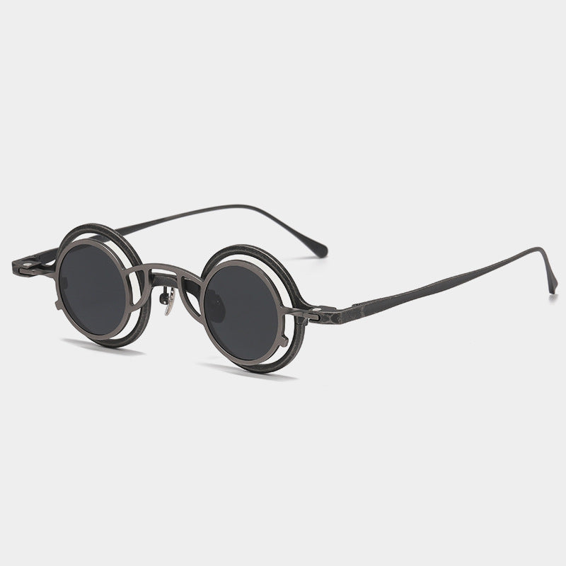 Lunettes de soleil de forme ronde en titane pur Rétro nuances élégantes pour les femmes