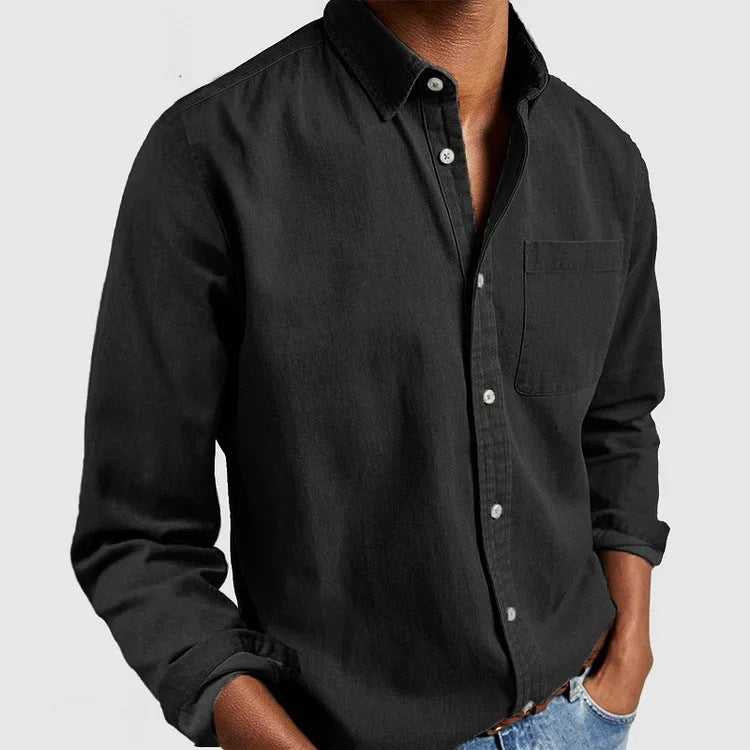 Amazon Commerce extérieur Europe et les États-Unis Lapel homme chemise de couleur solide hommes
