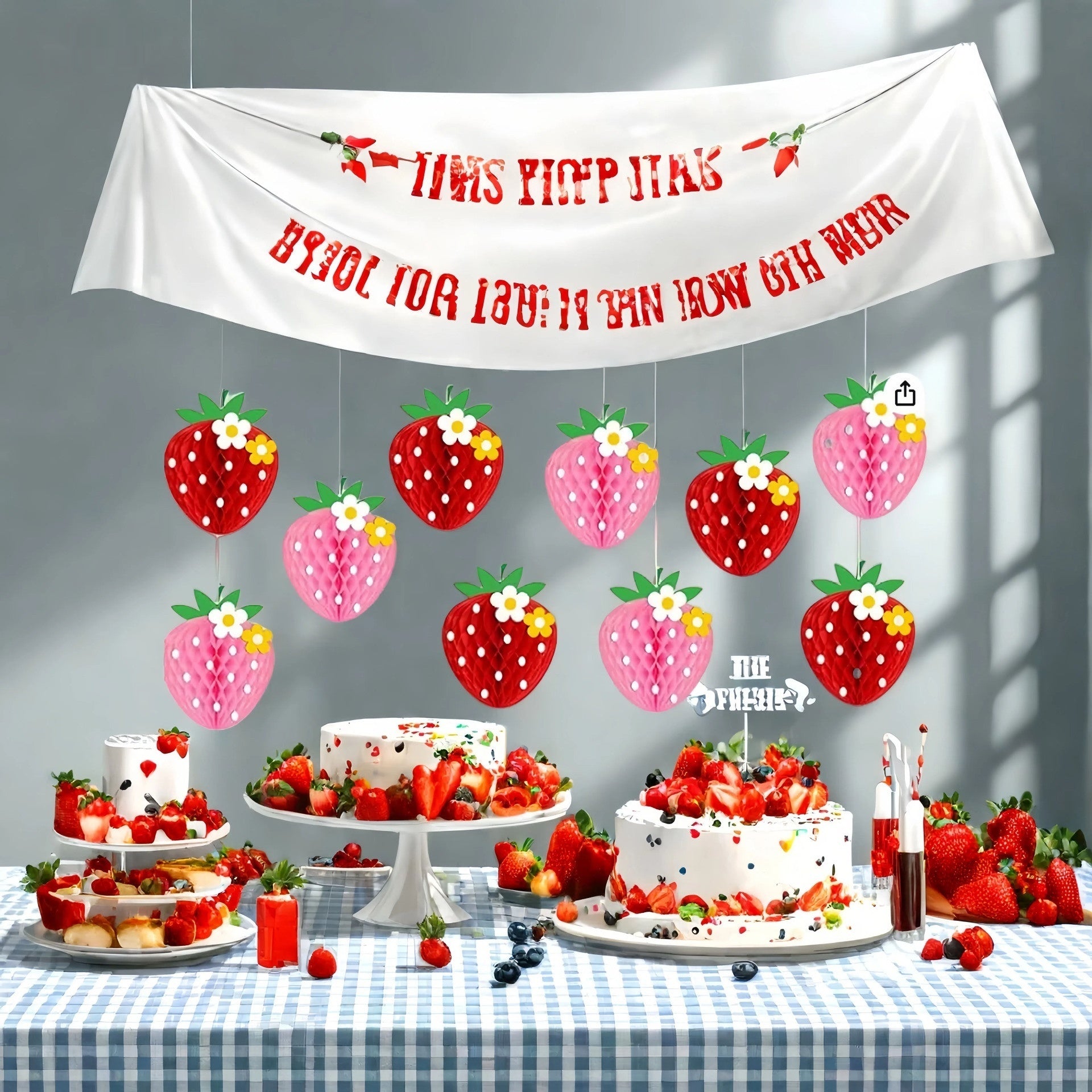 Papier artisanal Papier en forme de fruits Honeycomb Décoration suspendu Fraise