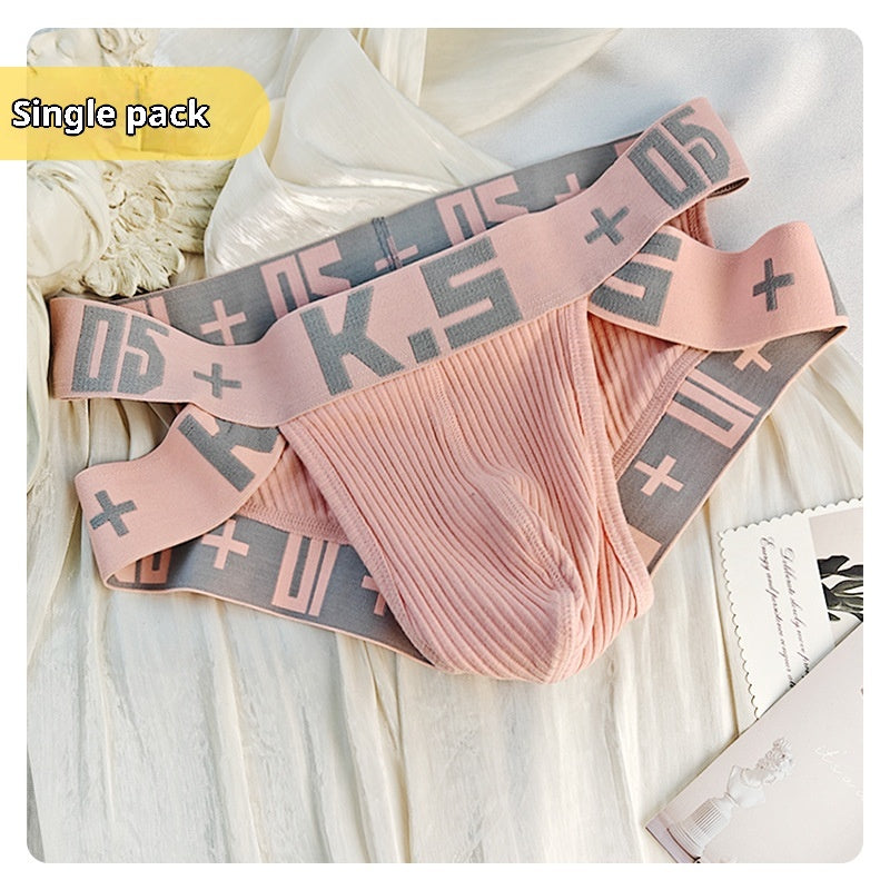 Slips de sport en coton côtelé haute coupe pour hommes