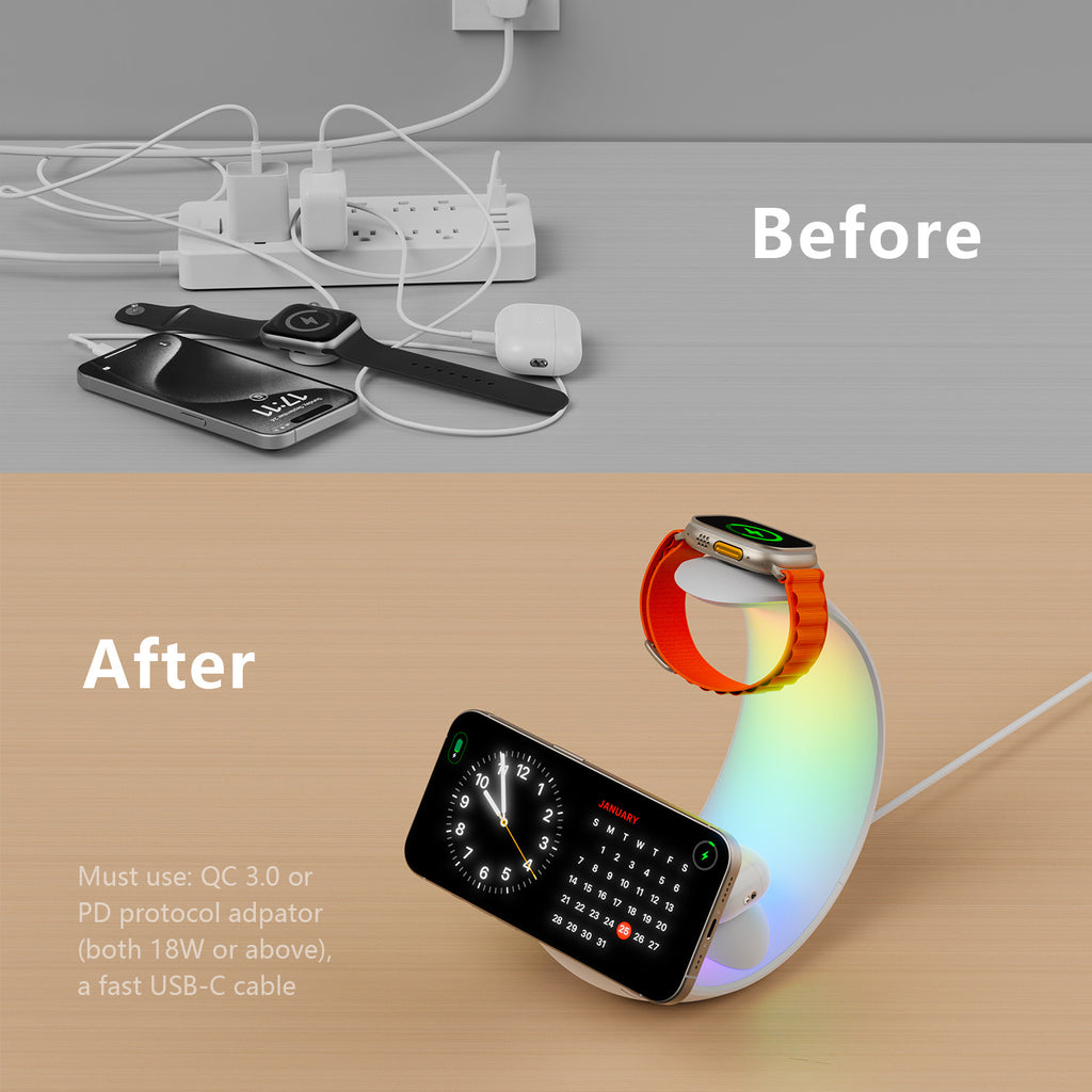 Petite Lune Lumière Magnétique Chargeur sans fil trois en un