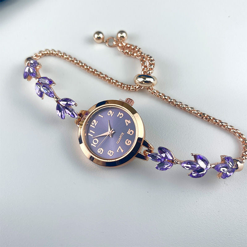 Vintage Mode Niche Luxe Quartz Montre avec Strass