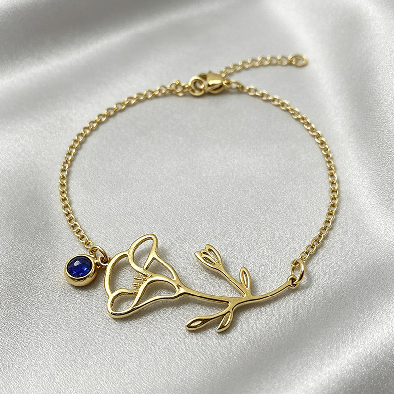 Retro Décembre Fleur de naissance Bracelet en acier inoxydable