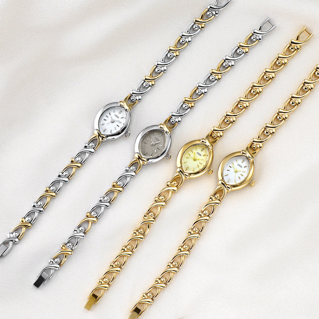 Montre Quartz pour femme - Slim design élégant avec bande en acier inoxydable et résistant à l'eau