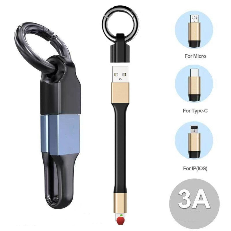 Câble de données à chaîne clé Courte ligne de charge rapide portable