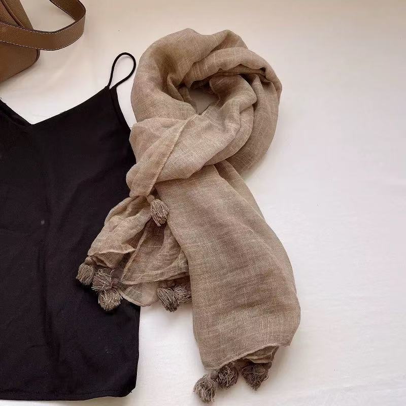 Artistic chic versatile long cotton scarf
