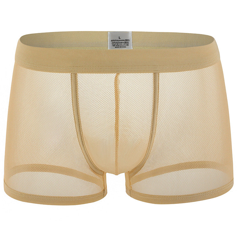 Sous-vêtements pour hommes Mesh Mesh Respirant Boxers Low Waist Transparent Boxers Youth Cool Short