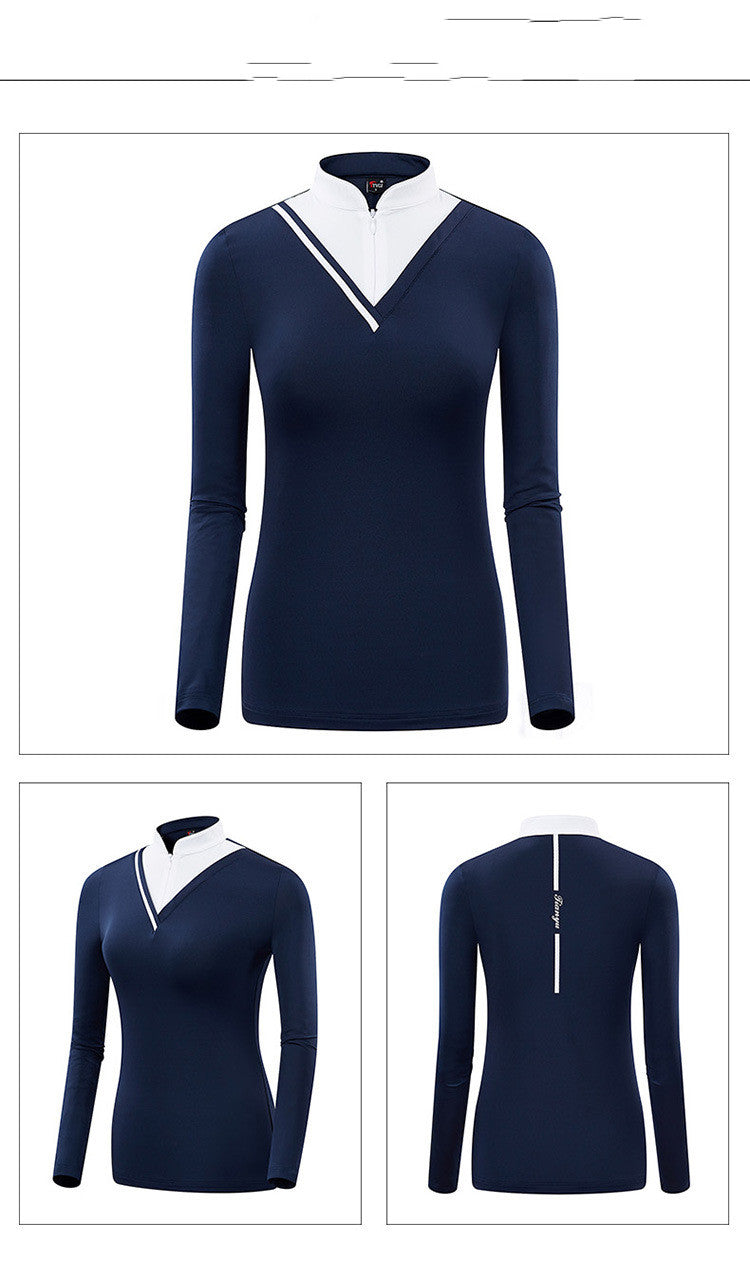Golf Femmes T-shirt à manches longues Stand-up Collar Sunscreen Version Coréenne de Slim Sports