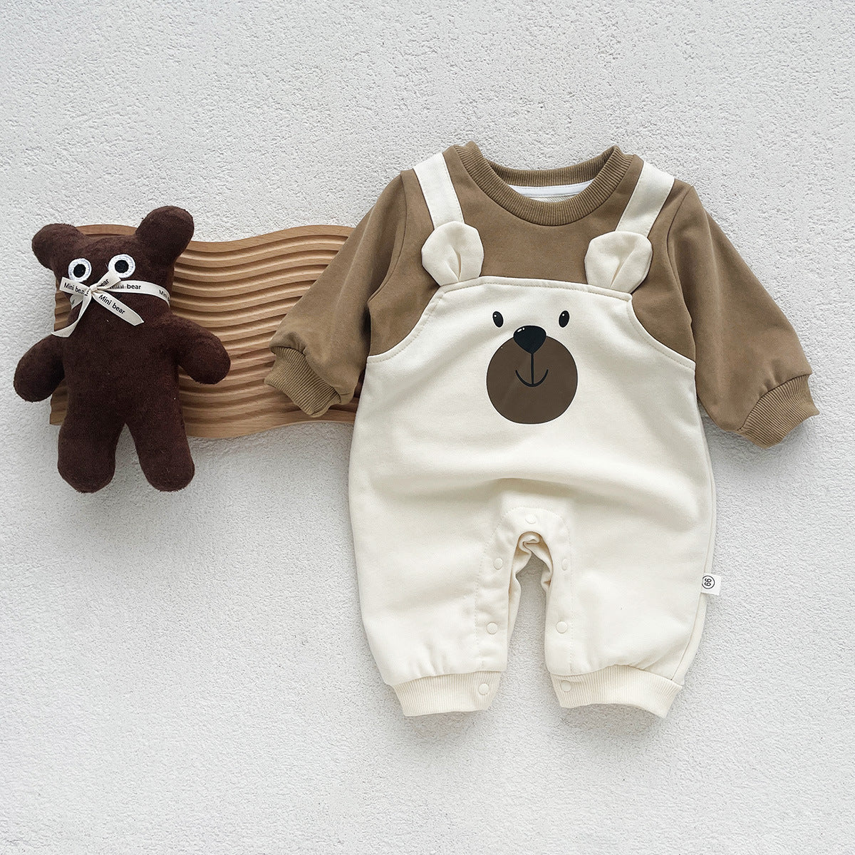 AutumnHiver Style Petit ours faux deux pièces manches longues Onesie