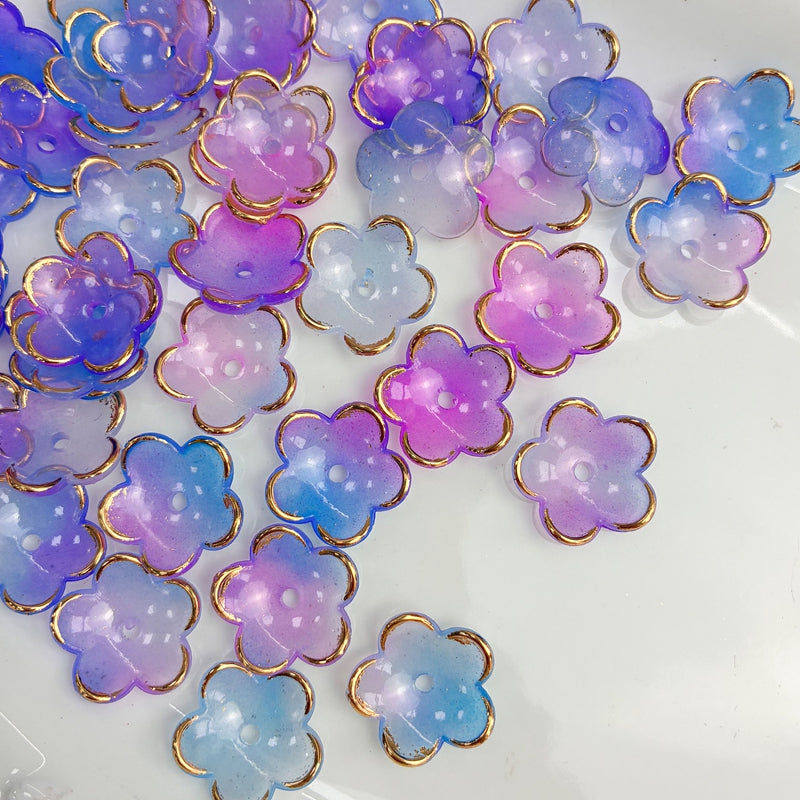 Perles de fleurs acryliques dorées à deux tons