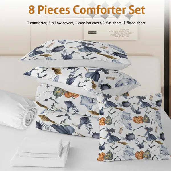 8 pièces Halloween Comforter Set