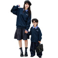 Retro Parent-enfant Outfit Plaid Patchwork Chemise-collier Hoodie Faux Pullover deux-pièces Top