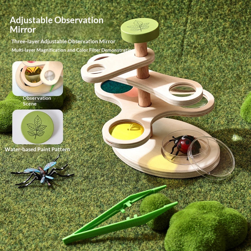 Jouet d'observation d'insectes réglable en bois