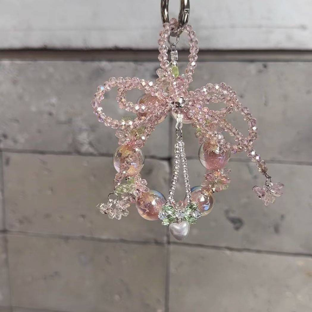 Sweet Beaded Bow Phone Charm Keychain