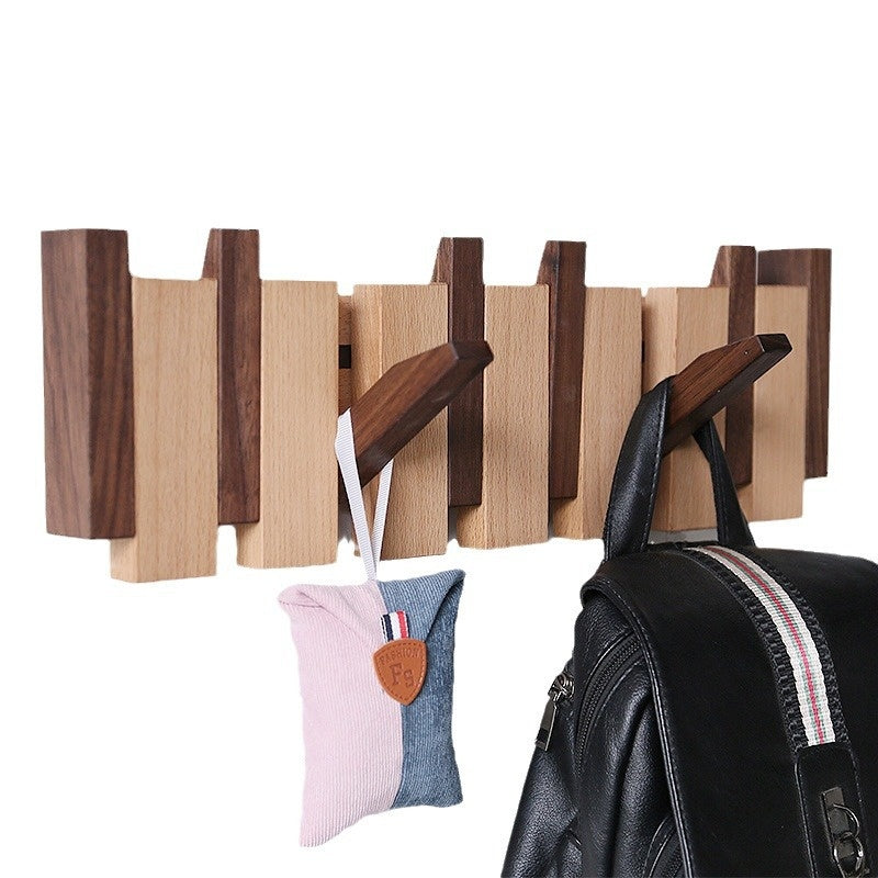 Vêtements Crochet mural Entrée Hallway Hanger sans punch en bois massif Clés créatives Clot