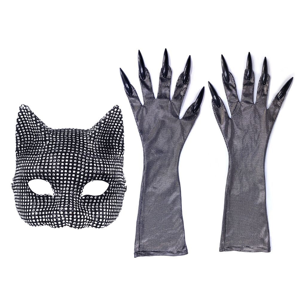 Halloween Diamond Cat Masque Gants Suit Diamond Sexy Cat Girl Dance Party Habiller Props