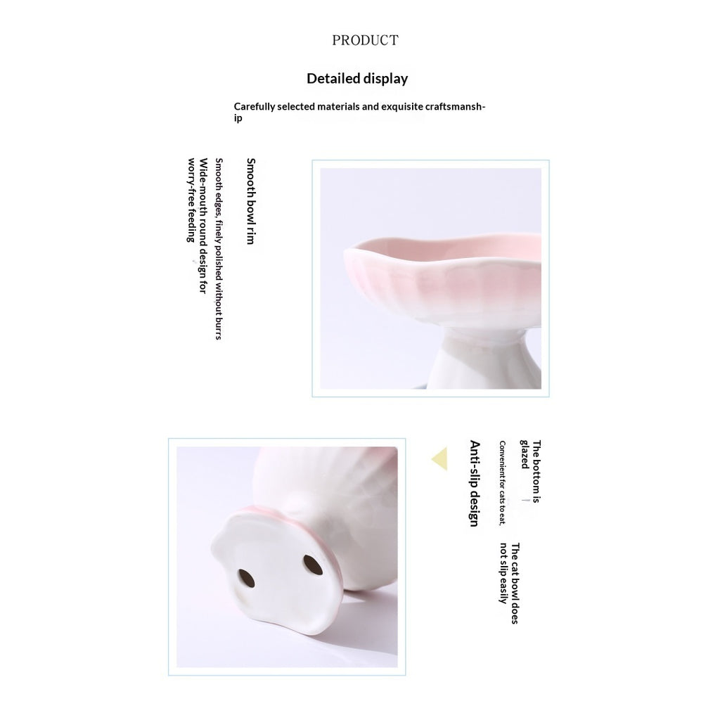 Élevé en céramique graduée en forme de robe Pet Water & Food Bowl pour chats et chiens