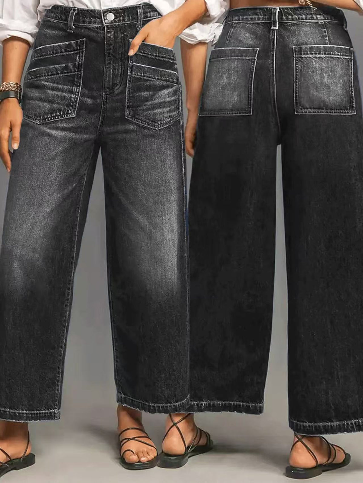 Women's Retro Loose-Fit Wide-Leg Denim Jeans