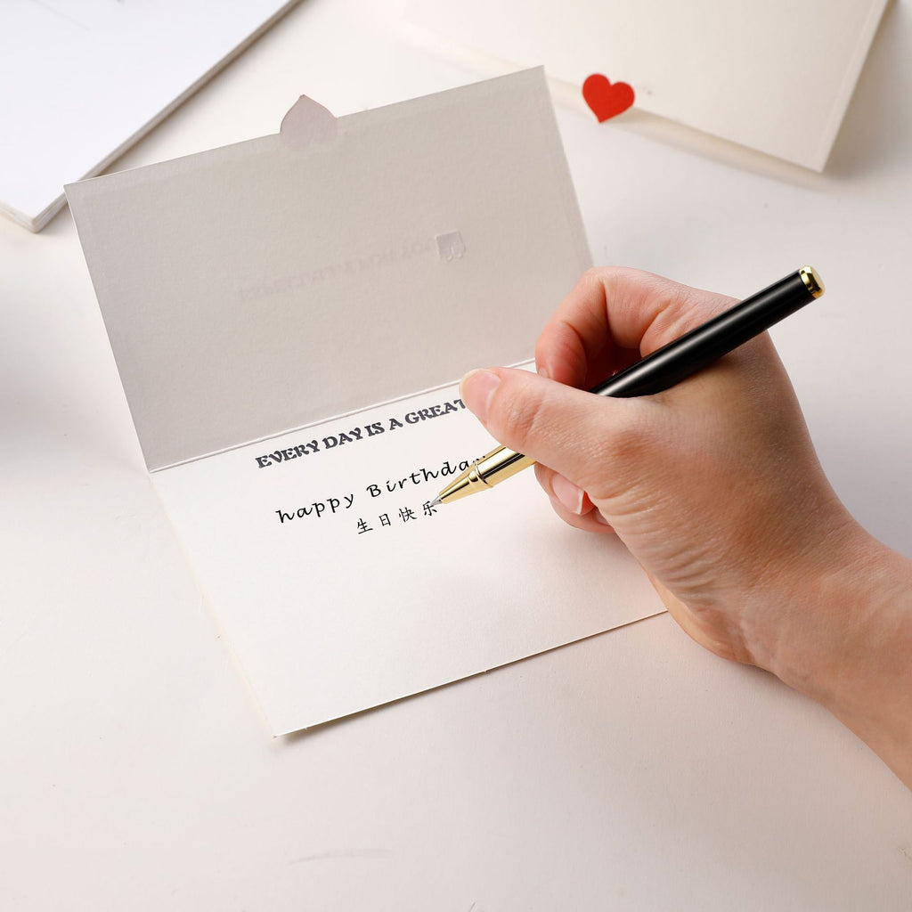 Motif noir fait main Bénédiction Carte de voeux pliante manuscrite