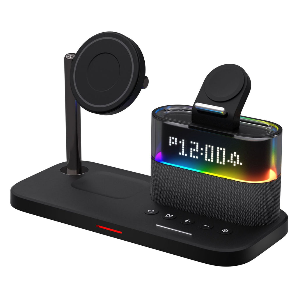 Chargeur magnétique de petite lampe de nuit sans fil avec réveil Trois en un