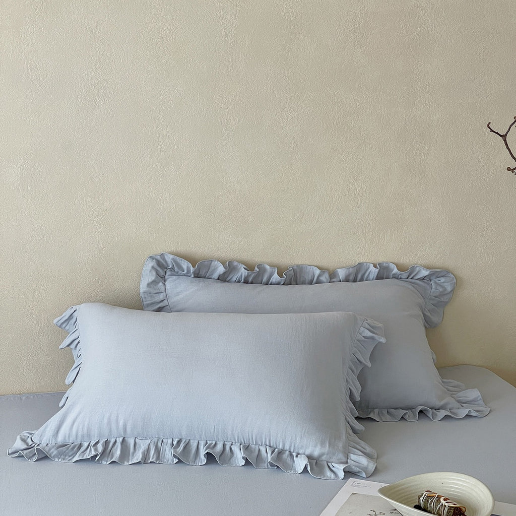 Pure coton à bords de volant Double couche Gauze Oreiller simple