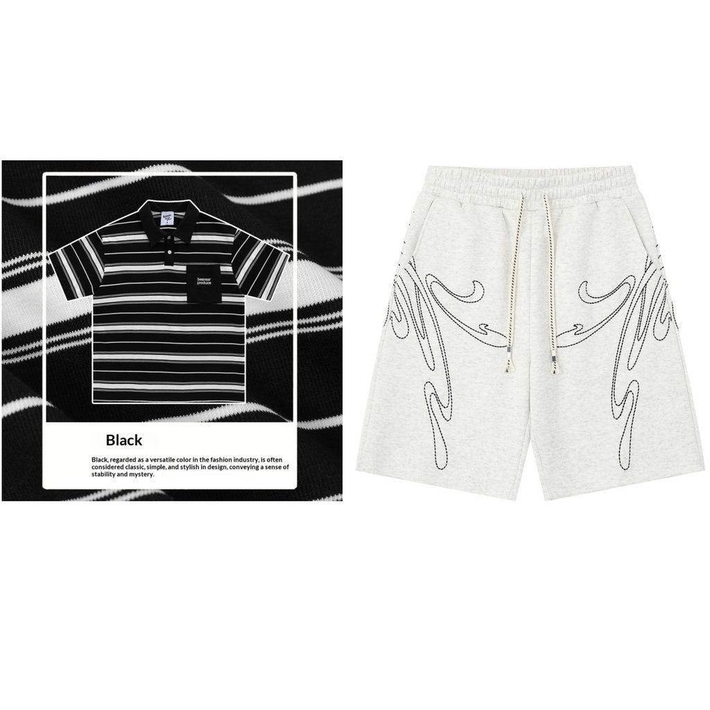 T-shirt à manches courtes à manches courtes en Polo avec un col à lacets