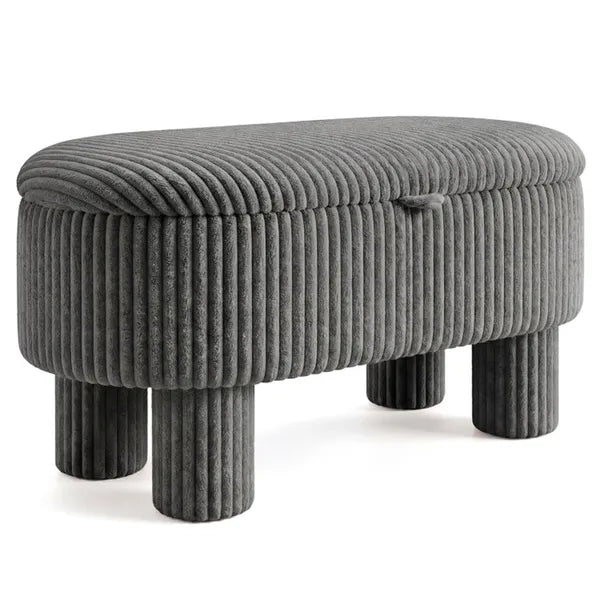 Banc de stockage Corduroy gris 42 pouces