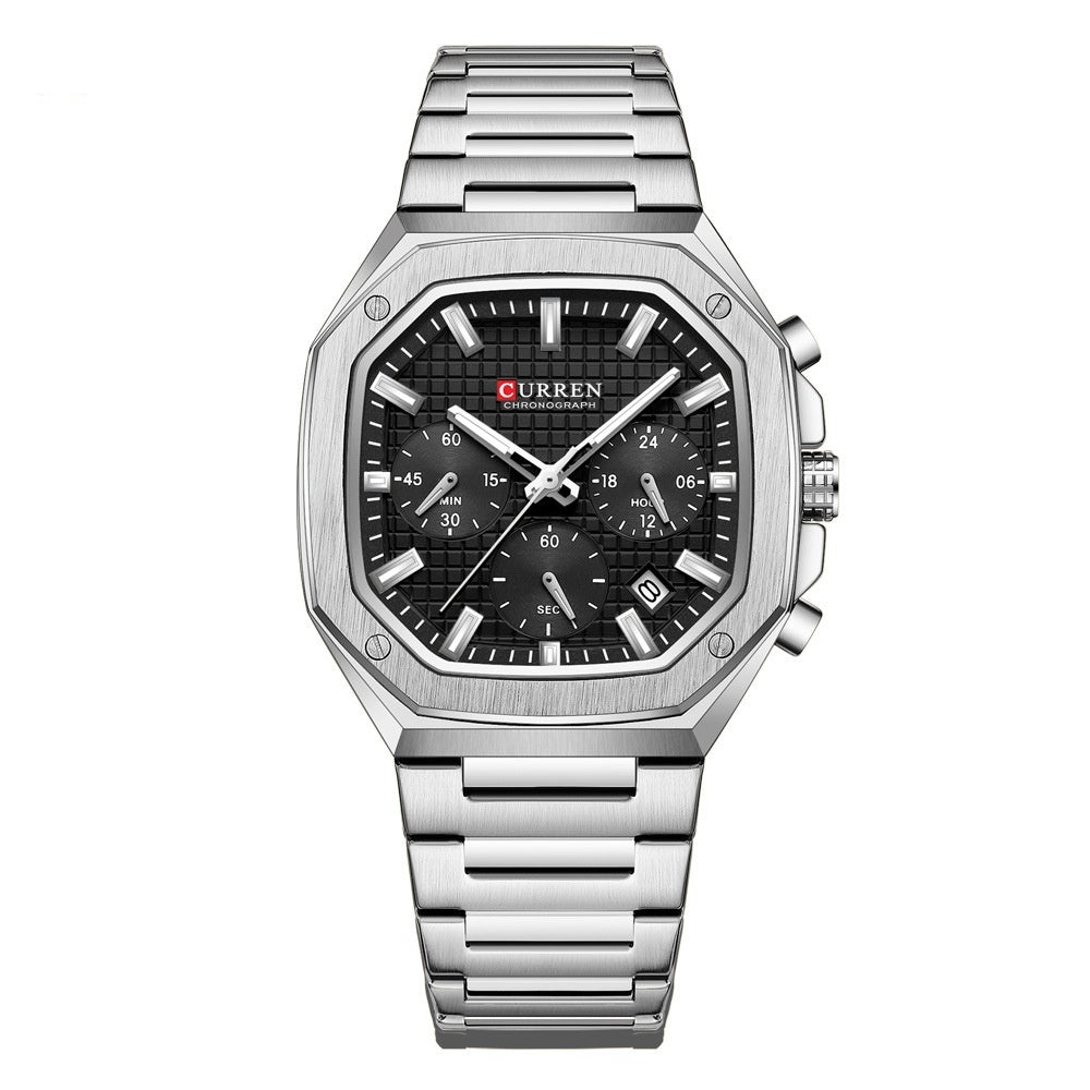 Calendrier à six broches pour hommes Business Steel Belt Watch