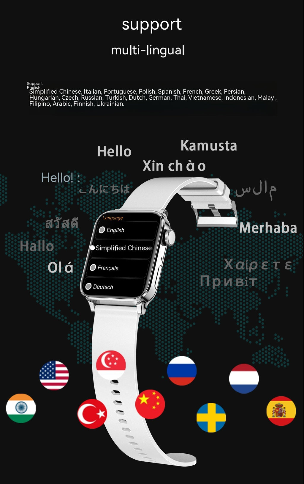 Smart Watch En temps réel Sleep Blood Pression Blood Oxygen Exercise Monitoring Watch Hommes Et