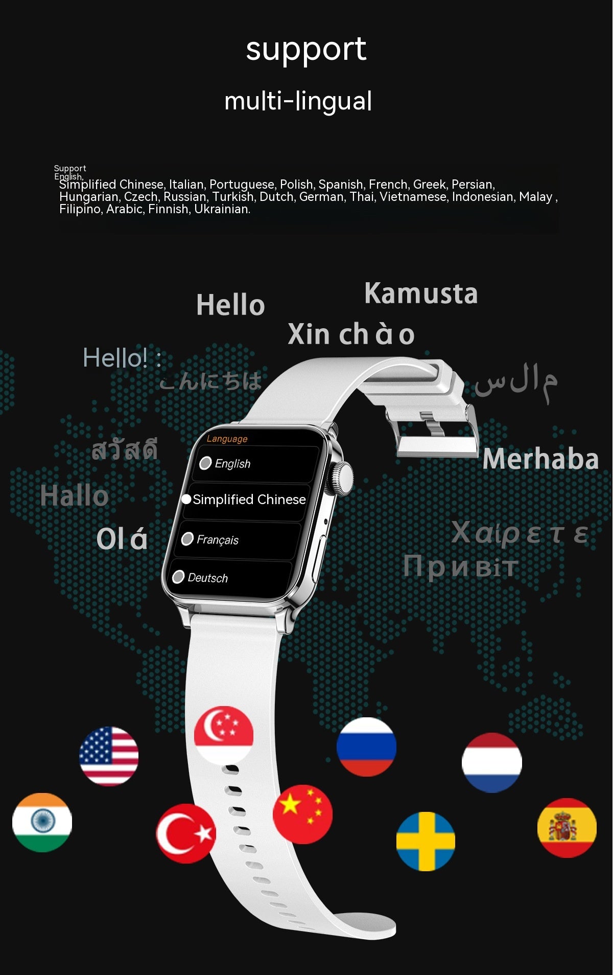 Smart Watch En temps réel Sleep Blood Pression Blood Oxygen Exercise Monitoring Watch Hommes Et